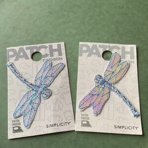 Simplicity Dragonfly Embroidered iridescent Patches-Set of TWO!